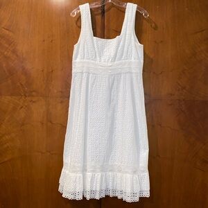 Ann Fontaine eyelet white dress with square neck .
